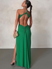 One Shoulder Cutout Maxi Dress