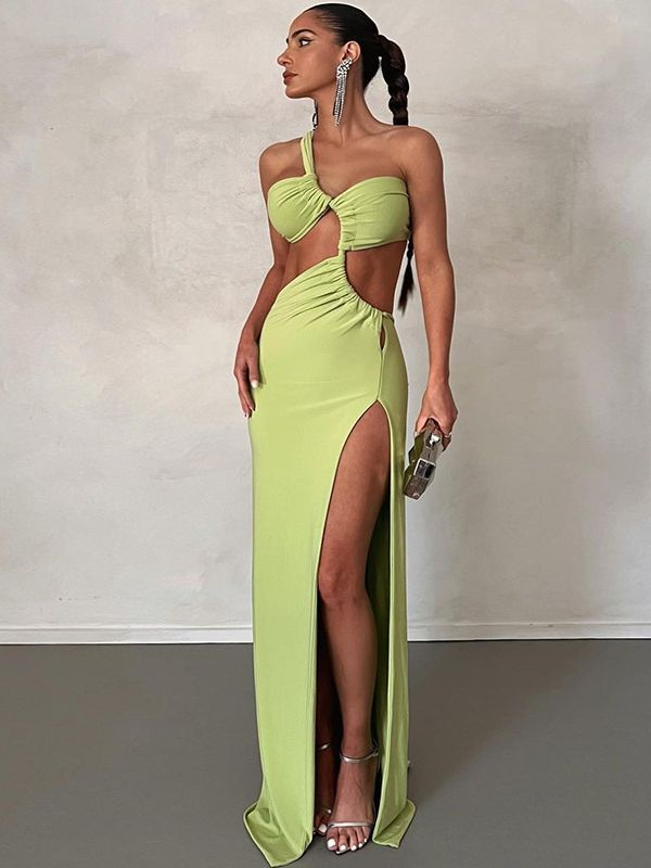 One Shoulder Cutout Maxi Dress