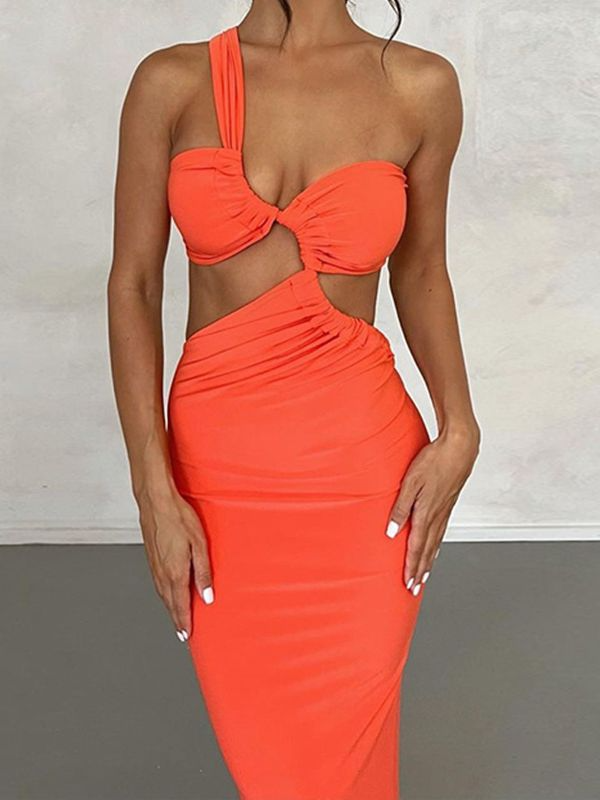 One Shoulder Cutout Maxi Dress