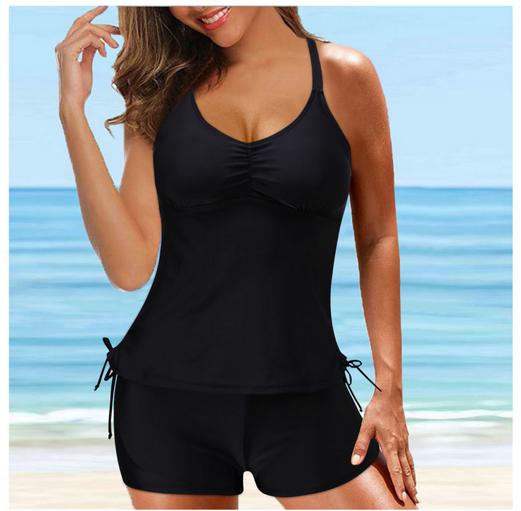 Drawstring Side Tummy Control Tankini Set