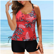 Drawstring Side Tummy Control Tankini Set