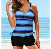 Drawstring Side Tummy Control Tankini Set