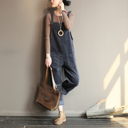 Plus Size Vintage Women Corduroy Loose Overall