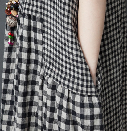 Cotton Short Sleeve Plaid Dress