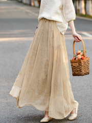 Linen Women Pure Color Skirt