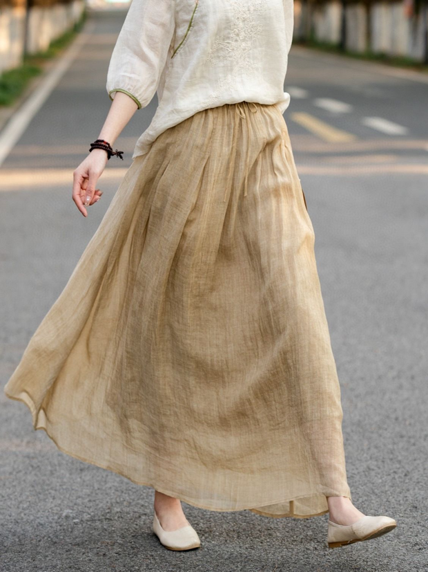 Linen Women Pure Color Skirt