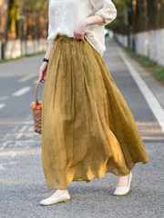 Linen Women Pure Color Skirt