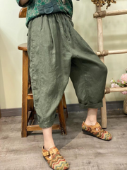 Summer Solid 100% Linen Harem Pants