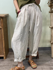 Summer Solid 100% Linen Harem Pants