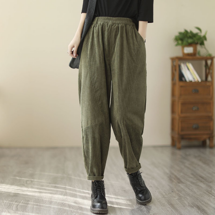 Elastic Waist Corduroy Cotton Handmade Pants