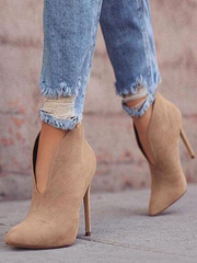 Suede Pointed Toe Ankle Boots