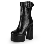 Platform Chunky Heel Mid Calf Boots