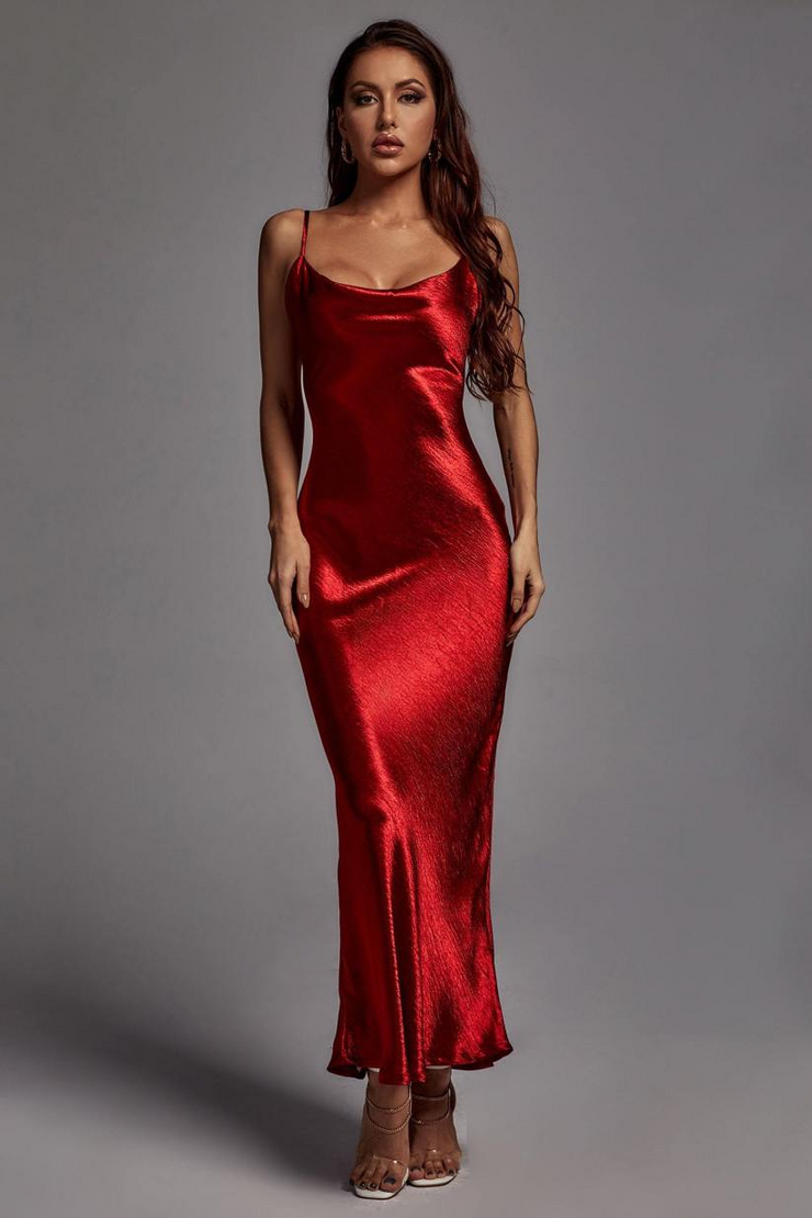 Metallic Wine Maxi Dress