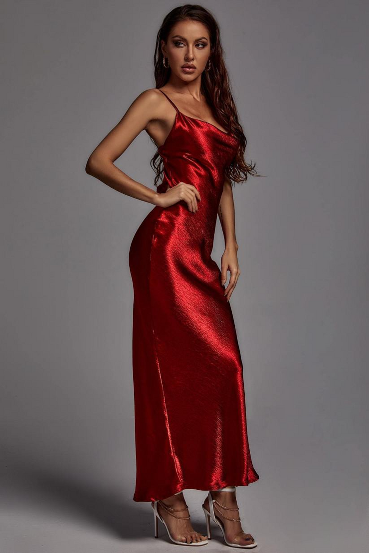 Metallic Wine Maxi Dress