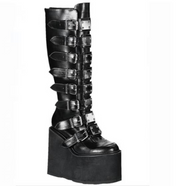 Gothic Lolita Boots High Platform Buckles Cross Print