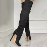 Plain Slip-On Pointed Toe Thread Boots