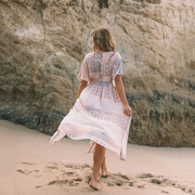 V-Neck Floral Print Cover Up Beach Dress