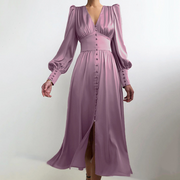 V-Neck Long Sleeves Long Maxi Dress