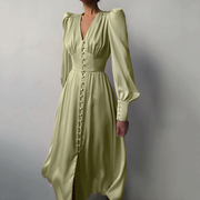 V-Neck Long Sleeves Long Maxi Dress