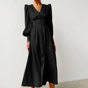 V-Neck Long Sleeves Long Maxi Dress