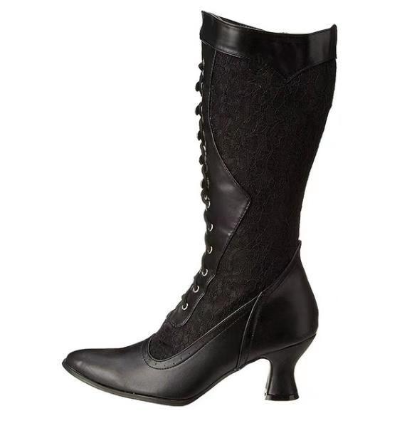 Pointed Toe Lace-Up Front Patchwork Professional Boots