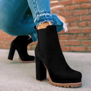 Slip-On Round Toe Chunky Heel PU Boots