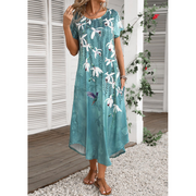 Turquoise Pocket Floral Print Shift Dress