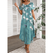 Turquoise Pocket Floral Print Shift Dress