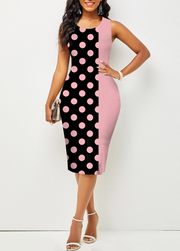 Round Neck Printed Bodycon Dress