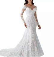 Court Scoop Long Sleeves Mermaid Wedding Dress