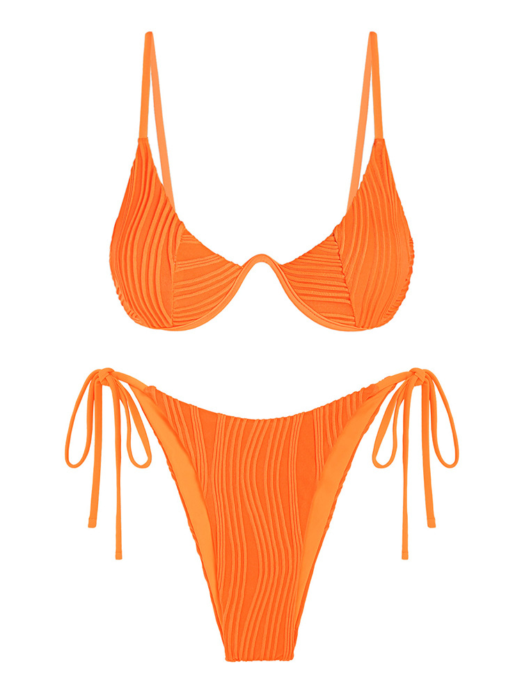 Ribbed Monowire Tie Side Bikini Swimwear