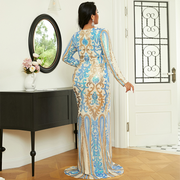 Blue Sequin Formal Evening Dress