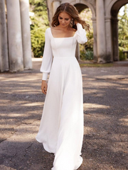 White Simple Causal Wedding Dress