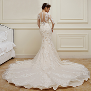 Court Scoop Long Sleeves Mermaid Wedding Dress