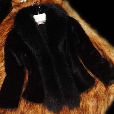 Plain Thick Patchwork Faux Fur Coat