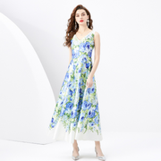 Flowery Scenery Sleeveless Midi Dress