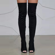 Thigh High Peep Toe High Heel Boot