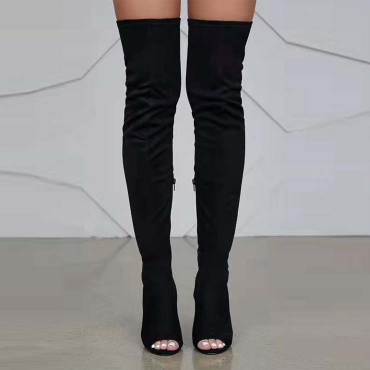 Thigh High Peep Toe High Heel Boot