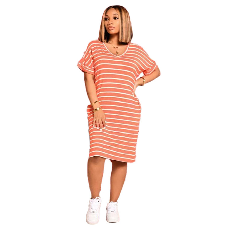 Plus Size Casual Style V-Neck Short-Sleeve Dress