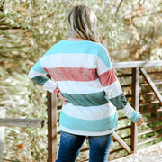 Stylish Plus Size Colorblock Pullover Top