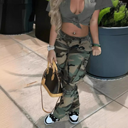 Plus Size Camouflage Print Cargo Pants