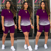 Plus Size Ombre Casual Top and Shorts Set