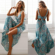 Backless Floral Maxi Dress