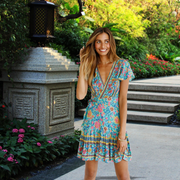 Boho Floral Print Mini Dress