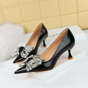 Rhinestone Bowknot Party Wine Glass Heeled Pumps