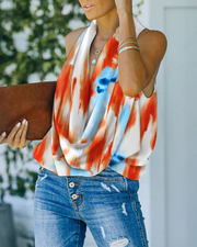 Loose Urban Cowl Neck Abstract Print Top