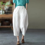 Elastic Waist Summer Linen Harem Pants