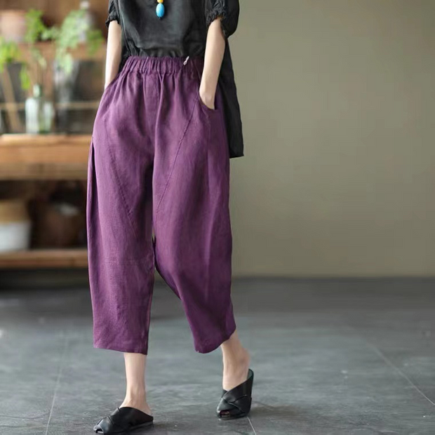 Elastic Waist Summer Linen Harem Pants