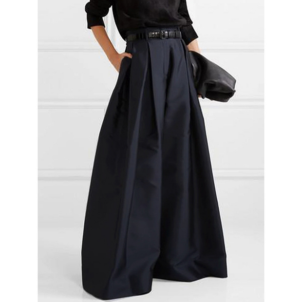 Loose High Waisted Solid Color Wide Leg Pants