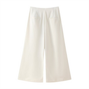 White Pleats High Waisted Wide Leg Pants